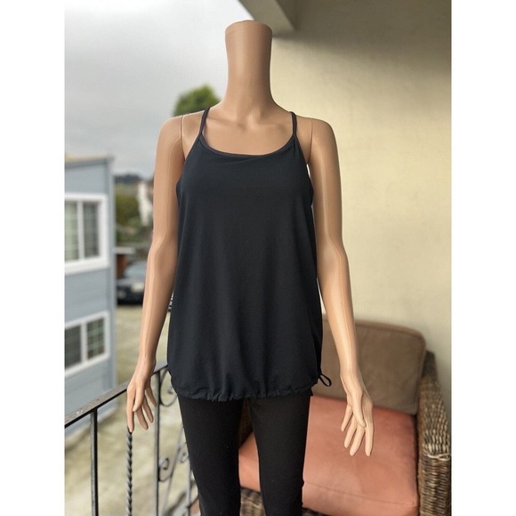 Fabletics Black Gray Sports Bra Cinch Hem Active Athletic Tank Top Size S/M - Picture 3 of 5